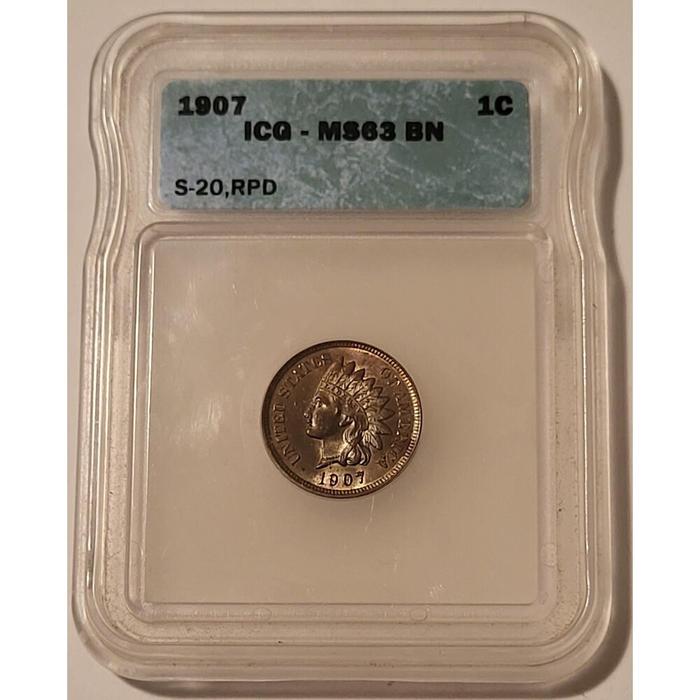 1907 Indian Head Cent RPD Fs-303 S-20 MS63 BN ICG